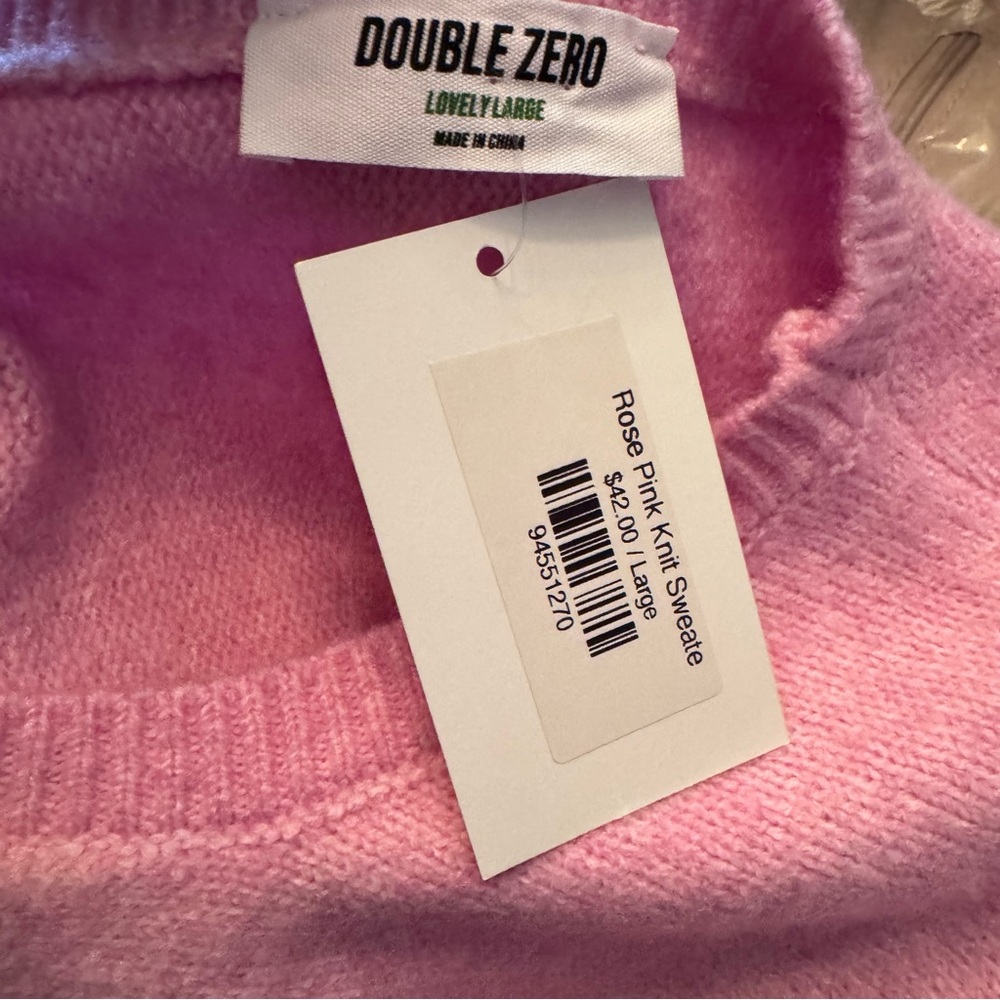 Double Zero Pink Crewneck Sweater with Dolman Sleeves Large - NWT - Picture 5 of 10